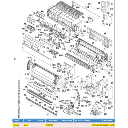 DAIKIN 1690608 ROD/ HORIZONTAL VANE