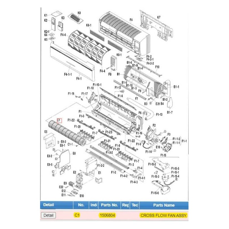 DAIKIN 1506804 CROSSFLOW FAN ASSY.
