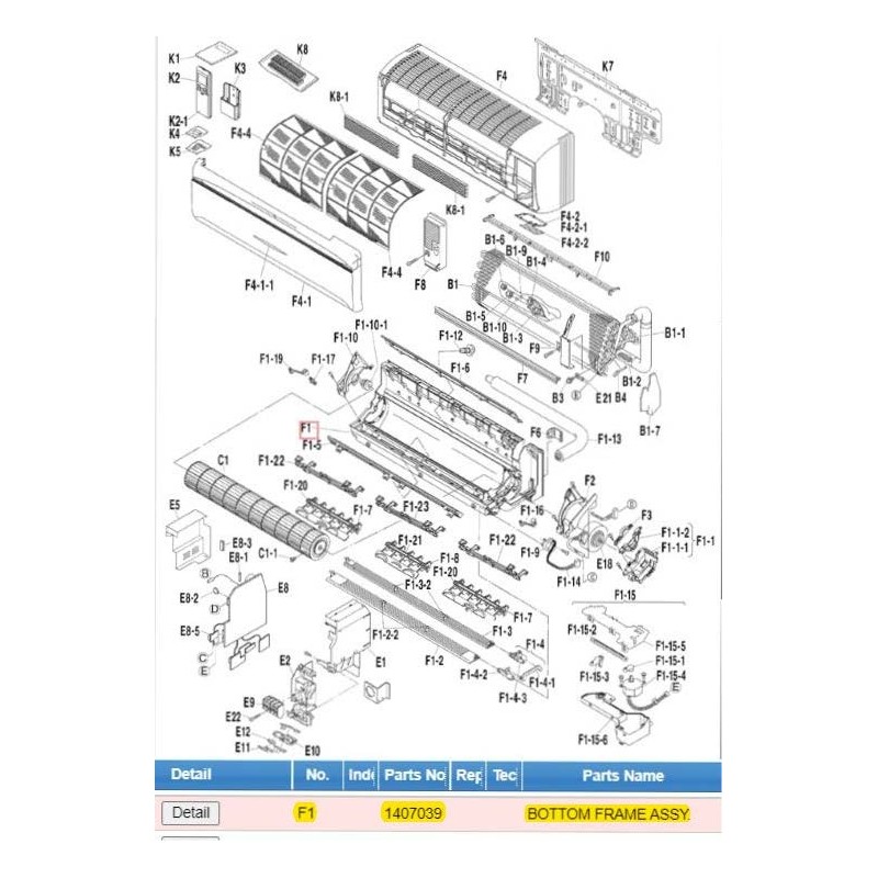 DAIKIN 1407039 BOTTOM FRAME ASSY.