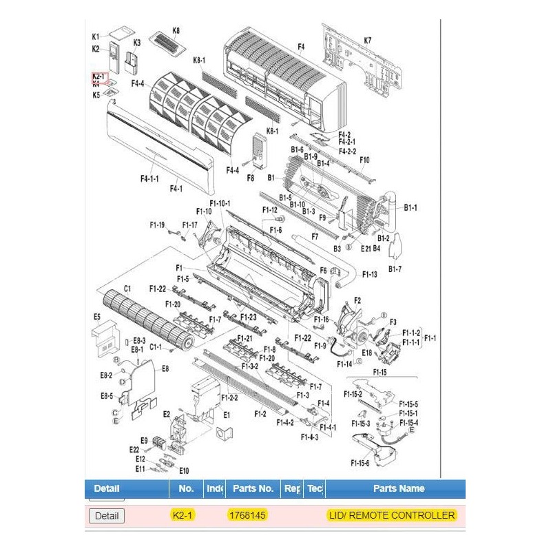 DAIKIN 1768145 LID/ REMOTE CONTROLLER