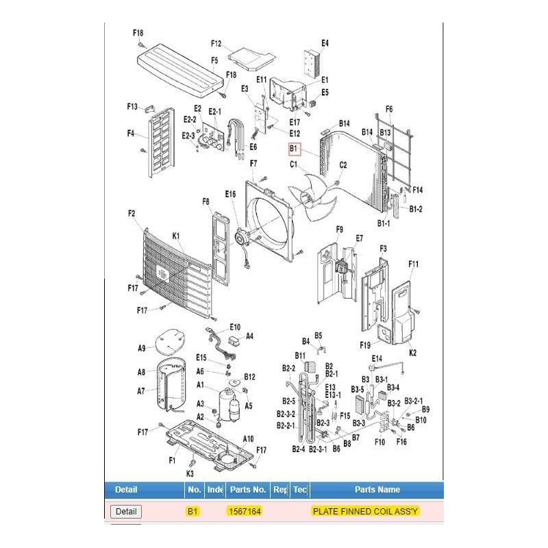 DAIKIN 1567164 PLATE FINNED COIL ASS'Y