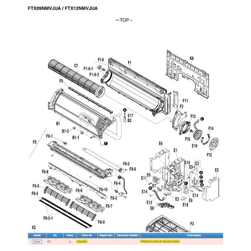 DAIKIN 2540563 PRINTED CIRCUIT BOARD ASSY.