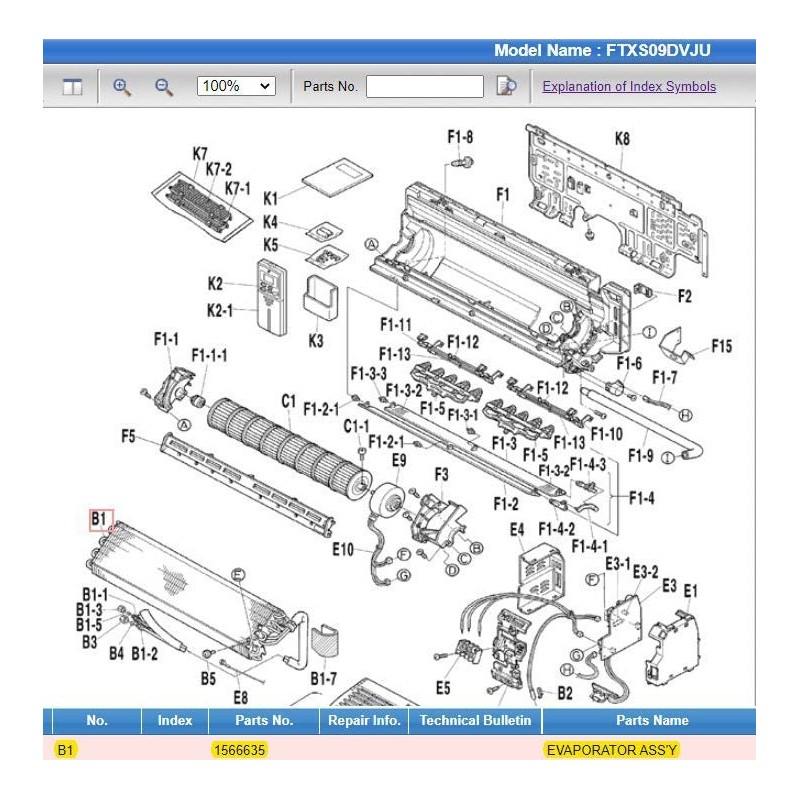 DAIKIN 1566635 EVAPORATOR ASSY.