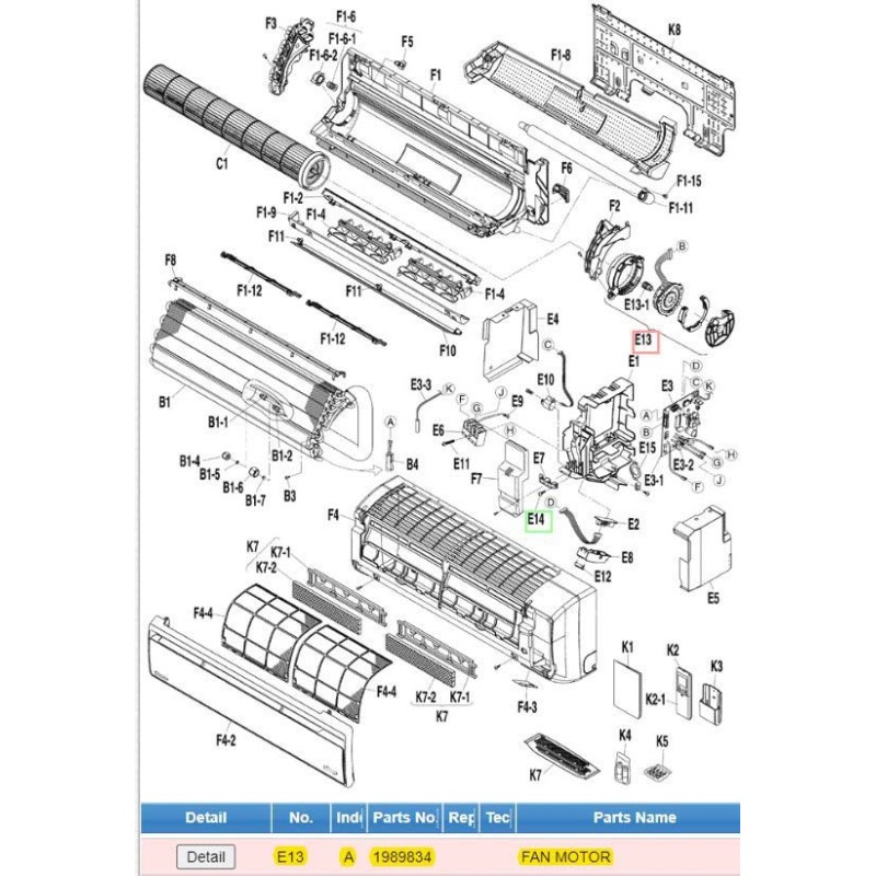 DAIKIN 1989834 FAN MOTOR