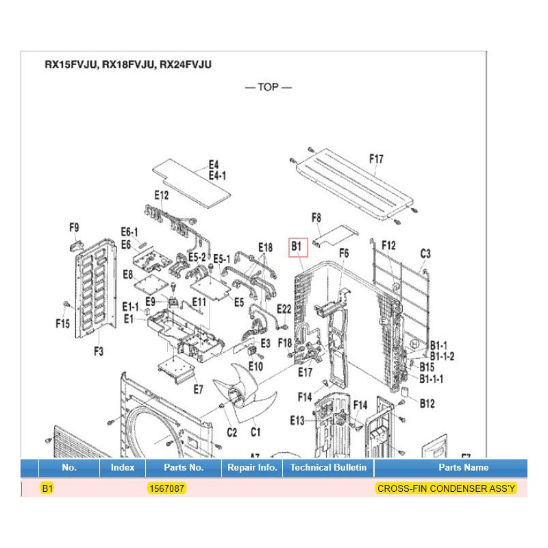 DAIKIN 1567087 CROSS-FIN CONDENSER ASS'Y