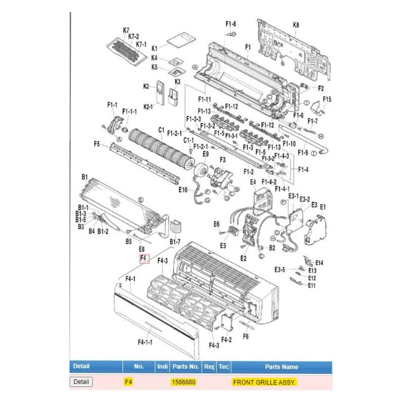 DAIKIN 1566680 FRONT GRILLE ASSY.