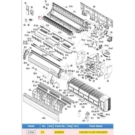 DAIKIN 4000834 CROSS FLOW FAN ASSY.