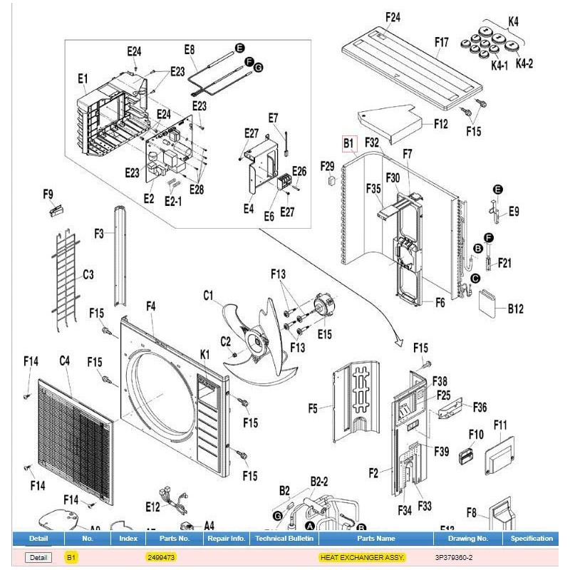 DAIKIN 2499473 HEAT EXCHANGER ASSY.