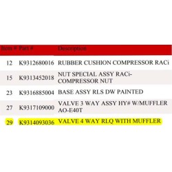 FUJITSU K9314093036 aka 9314093036 VALVE 4 WAY RLQ WITH MUFFLER