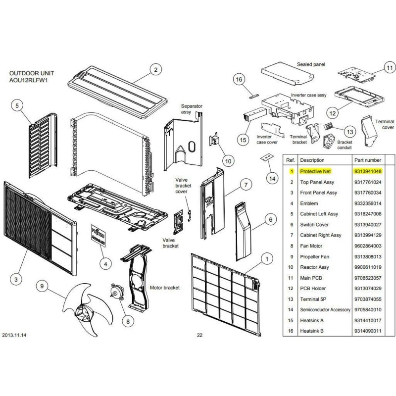FUJITSU K9313941048 aka 9313941048 PROTECTIVE NET DW 12RLFW