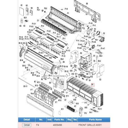 DAIKIN 4009498 FRONT GRILLE ASSY.