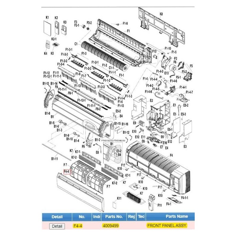 DAIKIN 4009499 FRONT PANEL ASSY.