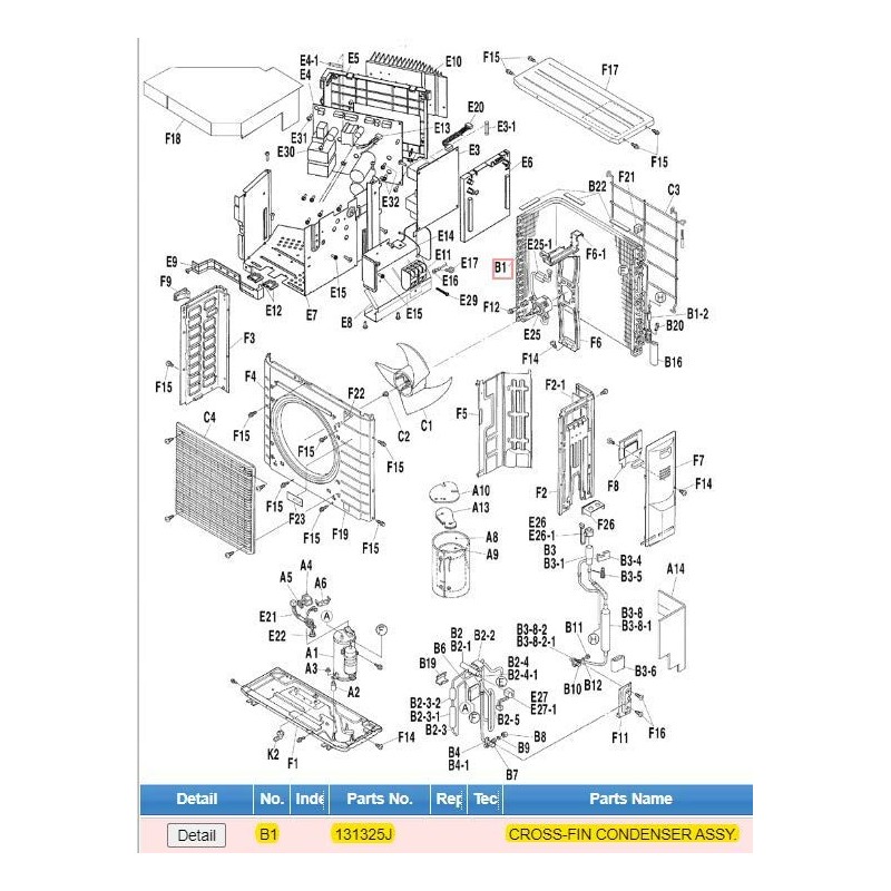 DAIKIN 131325J CROSS-FIN CONDENSER ASSY.