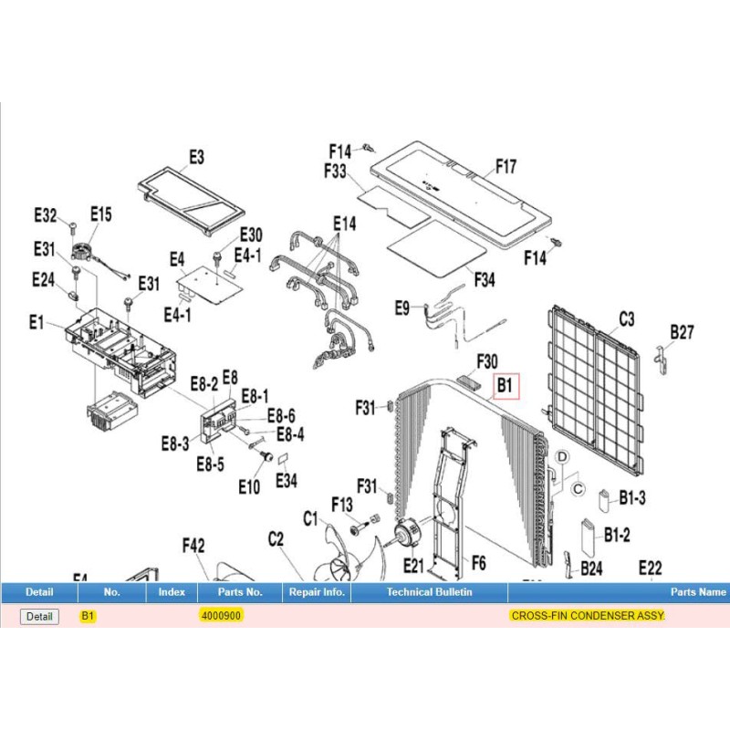DAIKIN 4000900 CROSS-FIN CONDENSER ASSY.