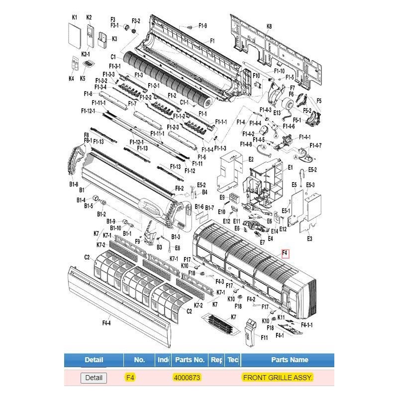 DAIKIN 4000873 FRONT GRILLE ASSY.
