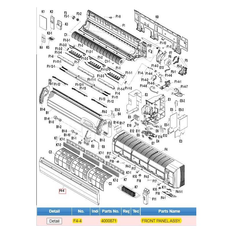 DAIKIN 4000871 FRONT PANEL ASSY.