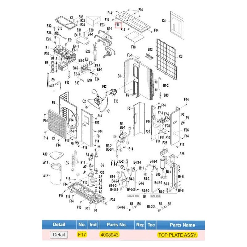 DAIKIN 4008943 TOP PLATE ASSY.