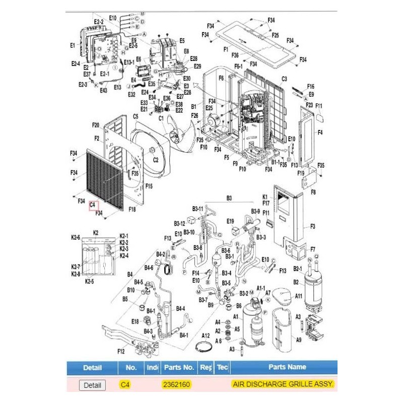 DAIKIN 2362160 AIR DISCHARGE GRILLE ASSY.