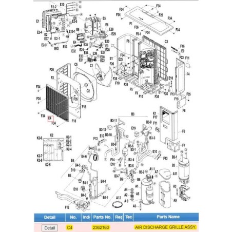 DAIKIN 2362160 AIR DISCHARGE GRILLE ASSY.