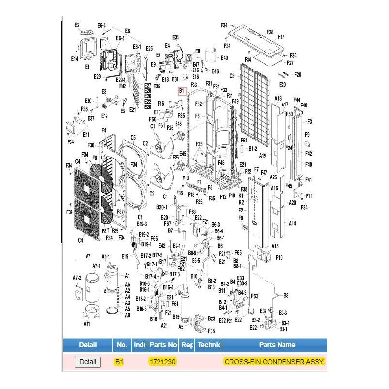 DAIKIN 1721230 CROSS-FIN CONDENSER ASSY.