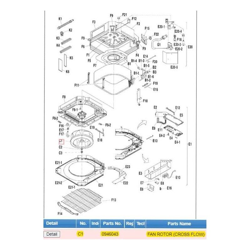 DAIKIN 0946043 FAN ROTOR (CROSSFLOW)