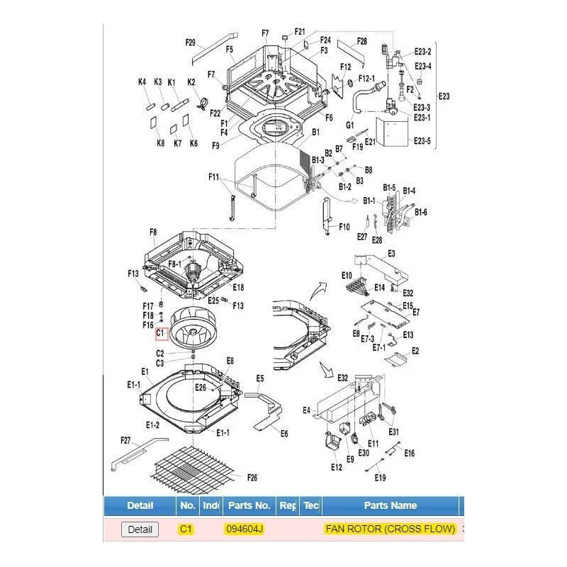 DAIKIN 094604J FAN ROTOR (CROSS FLOW)