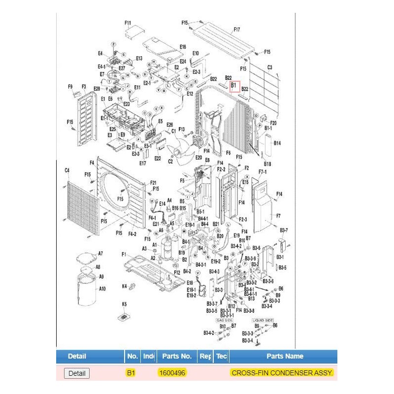 DAIKIN 1600496 CROSS-FIN CONDENSER ASSY.