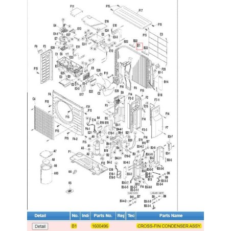 DAIKIN 1600496 CROSS-FIN CONDENSER ASSY.