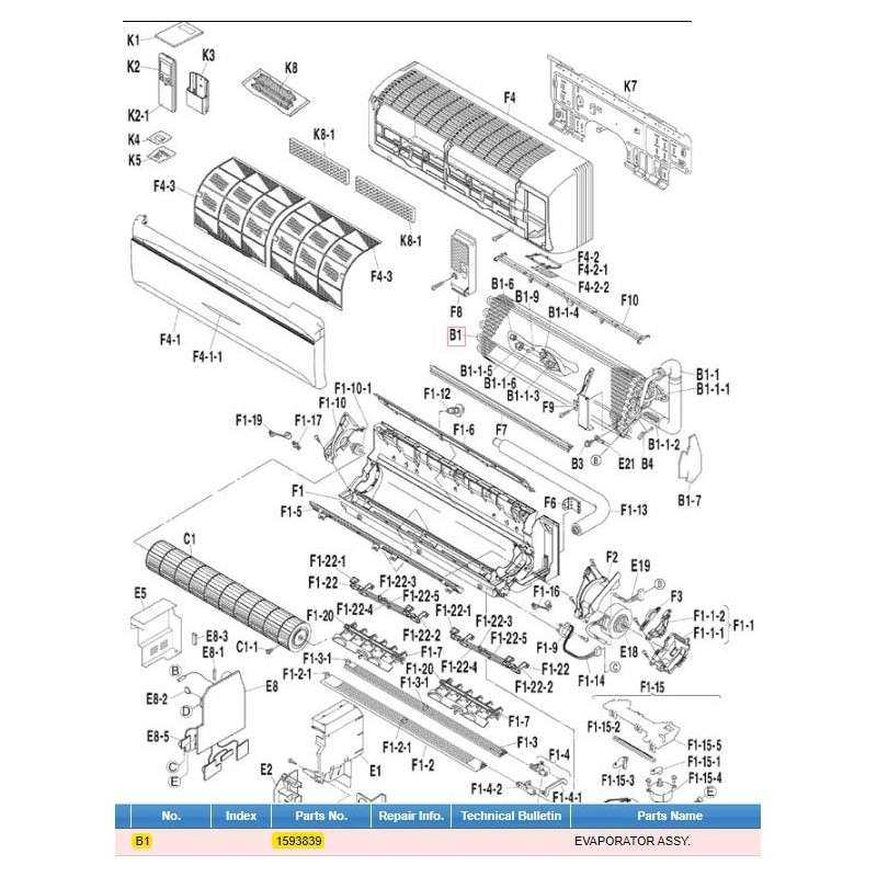 DAIKIN 1593839 EVAPORATOR ASSY.
