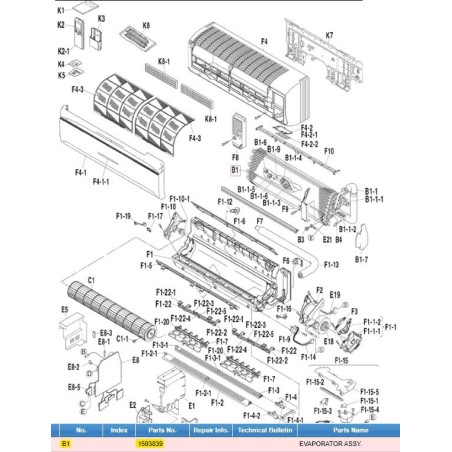 DAIKIN 1593839 EVAPORATOR ASSY.