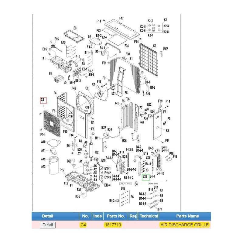 DAIKIN 1517710 AIR DISCHARGE GRILLE