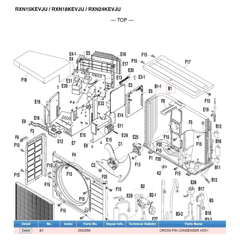 DAIKIN 2052090 CROSS-FIN CONDENSER ASSY.