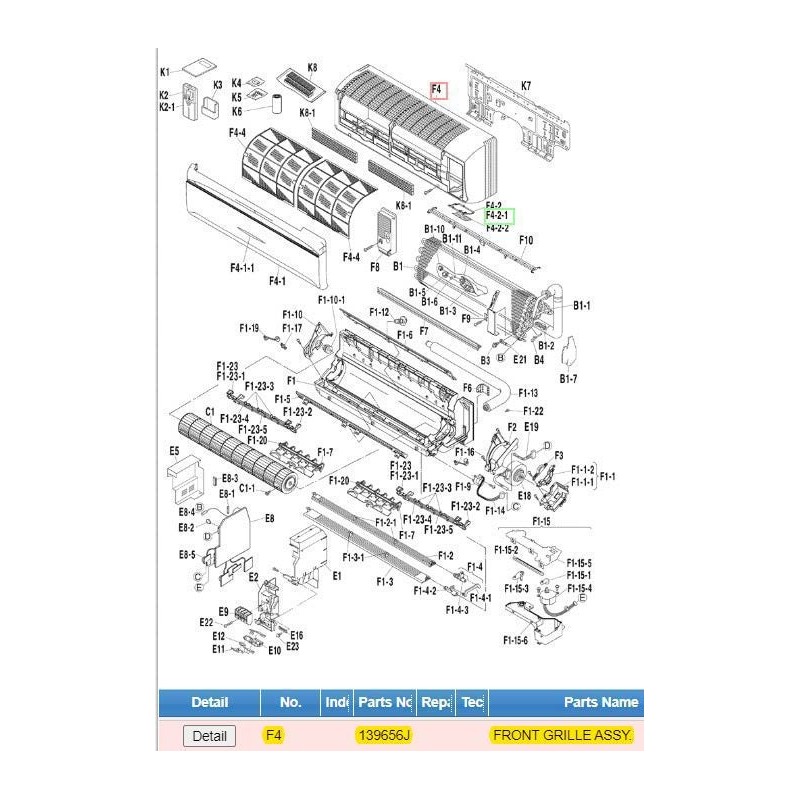 DAIKIN 139656J FRONT GRILLE ASSY.