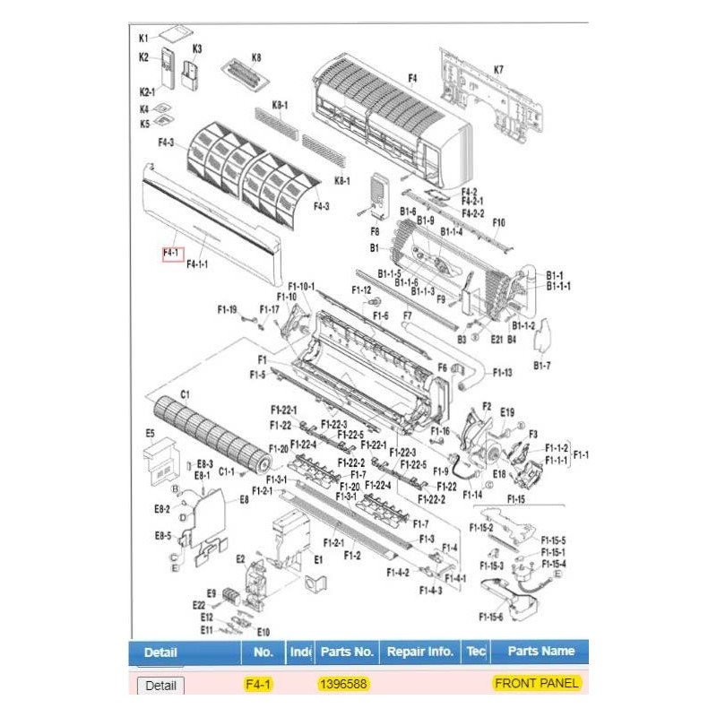 DAIKIN 1396588 FRONT PANEL