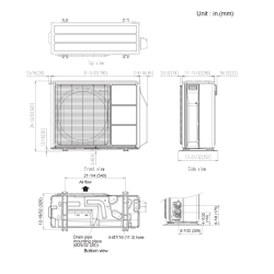 Fujitsu 9RLFCC 9,000 BTU 24.0 SEER Heat Pump & Air Conditioner Ductless Ceiling Recessed Cassette Mini Split AUU9RLF / AOU9RLFC