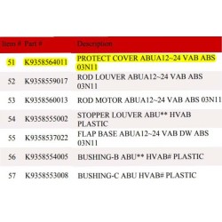FUJITSU K9358564011 aka 9358564011 PROTECT COVER ABUA12~24 VAB ABS 03N11 PROTECT COVER ABUA12~24 VAB ABS 03N11
