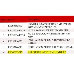 FUJITSU K9366833017 aka 9366833017 AIR FILTER ARU RML HVRF