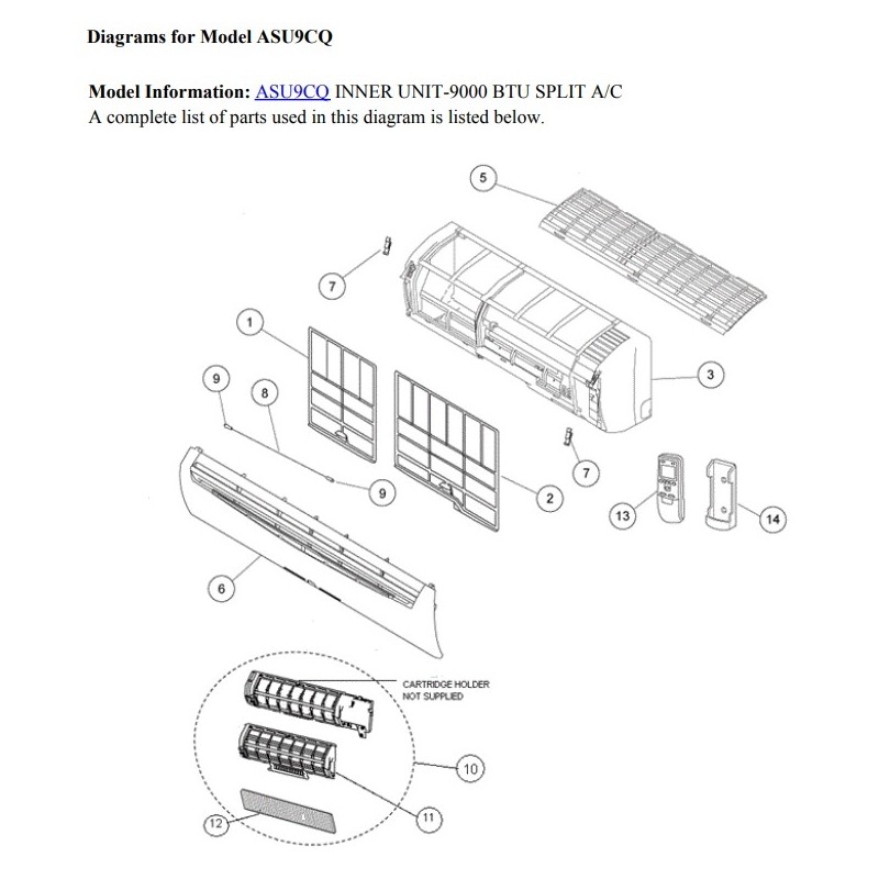 FUJITSU K9313157043 aka 9313157043 INTAKE GRILLE CQ/RQ DW PLASTIC OPE/TIMER/SWING