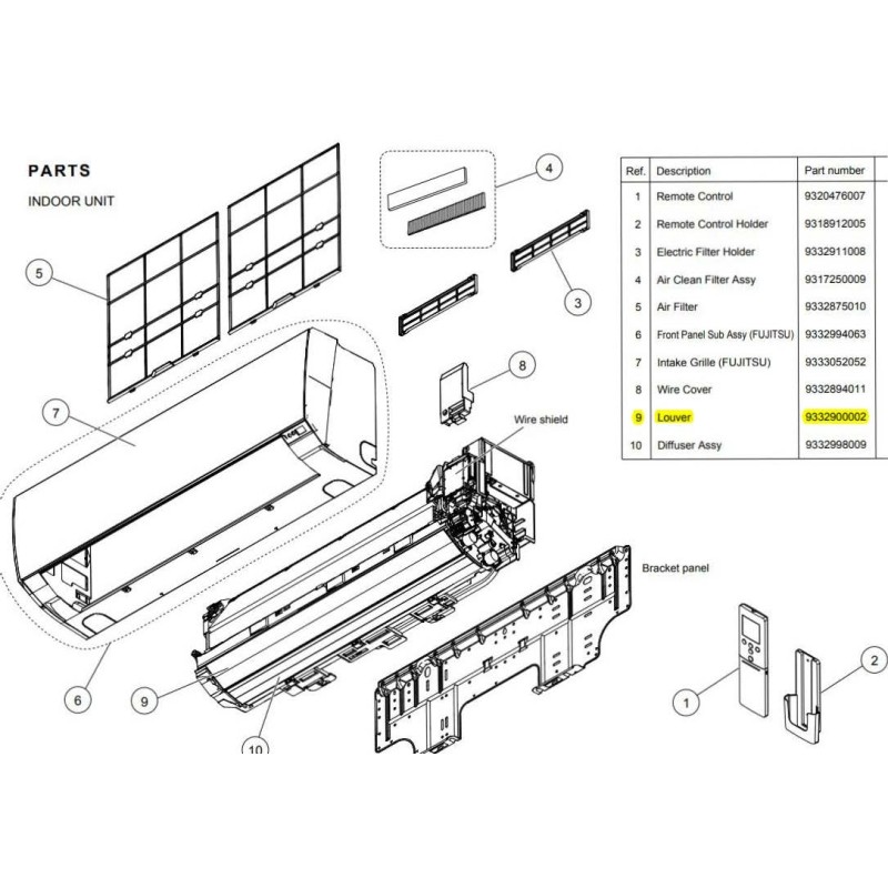 FUJITSU K9332900002 aka 9332900002 LOUVER ASU7~15RLF1