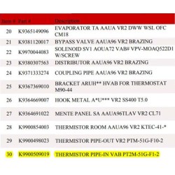 FUJITSU K9900509019 aka 9900509019 THERMISTOR PIPE-IN VAB