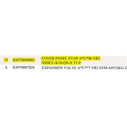 FUJITSU K9378694002 aka 9378694002 COVER PANEL EVAP
