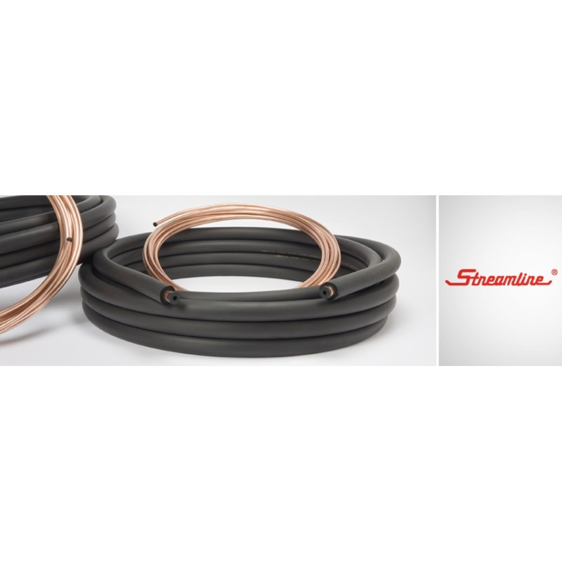 25 ft of Mueller 1/4" x 3/8" mini split lineset with 1/2" insulation and 25 ft of 14/4 communication cable