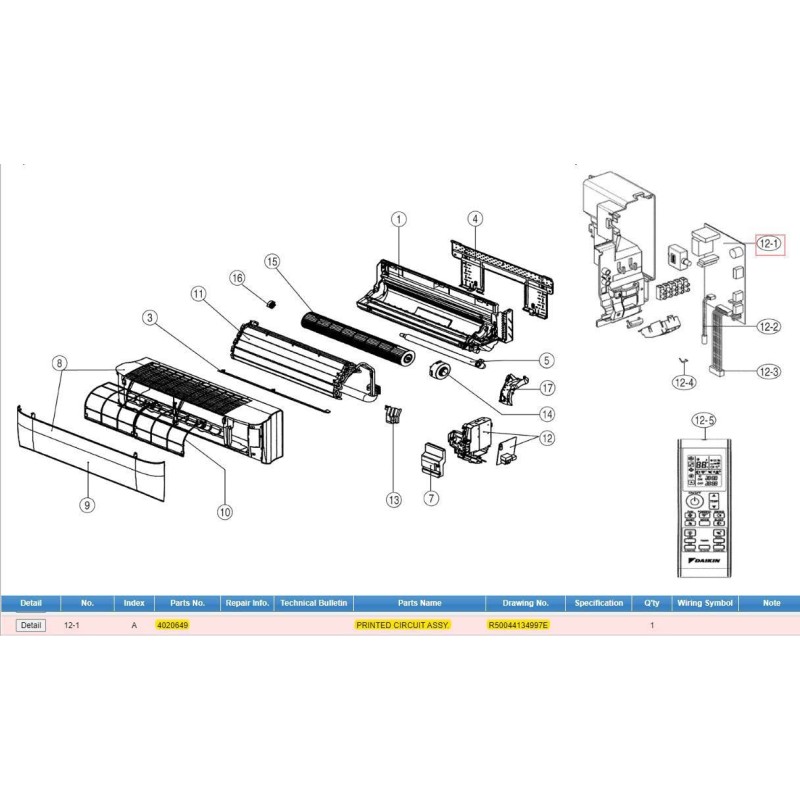 DAIKIN 4020649 PRINTED CIRCUIT ASSY.