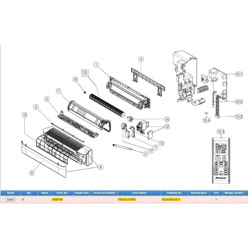 DAIKIN 4008748 FAN BLOWER