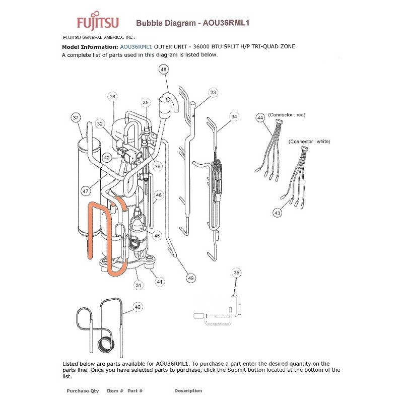 FUJITSU K9900543013 aka 9900543013 THERMISTOR PIPE RED