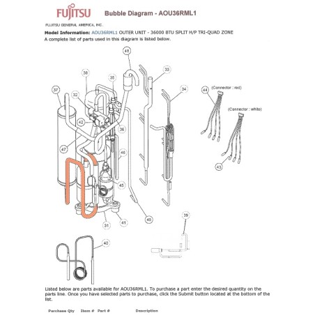 FUJITSU K9900543013 aka 9900543013 THERMISTOR PIPE RED