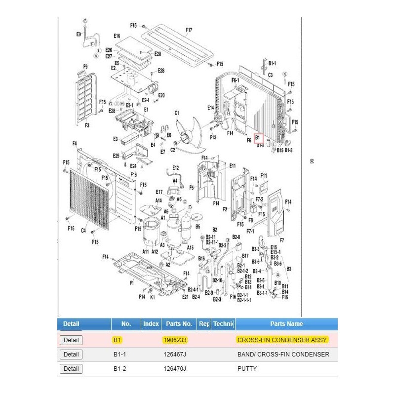 DAIKIN 1906233 CROSS-FIN CONDENSER ASSY.