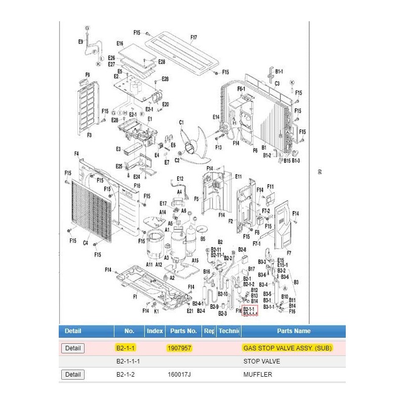 DAIKIN 1907957 GAS STOP VALVE ASSY. (SUB)