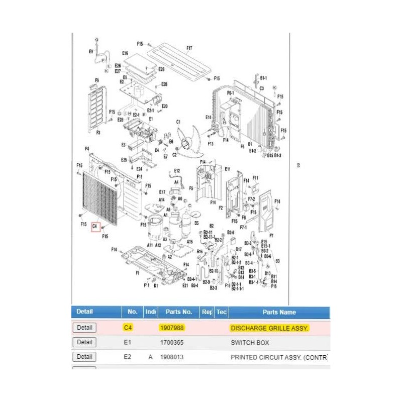 DAIKIN 1907988 DISCHARGE GRILLE ASSY.