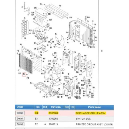 DAIKIN 1907988 DISCHARGE GRILLE ASSY.